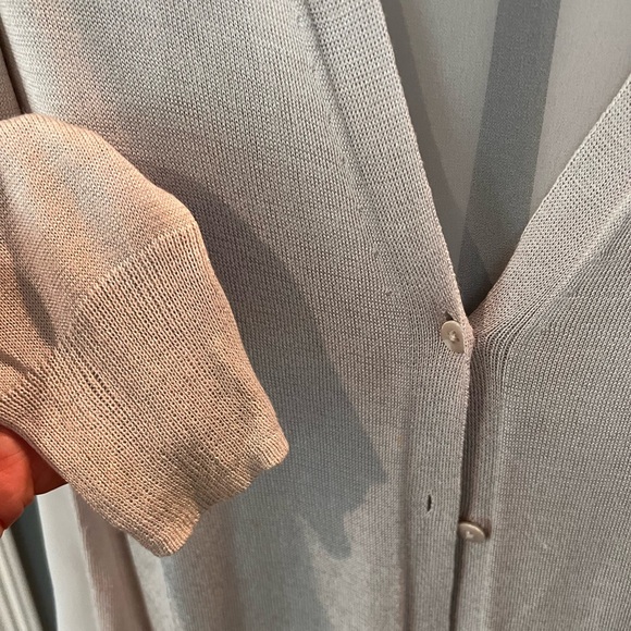 NIC+ZOE - Silk Blend Cardigan sheer back sand shell color - Picture 8 of 9